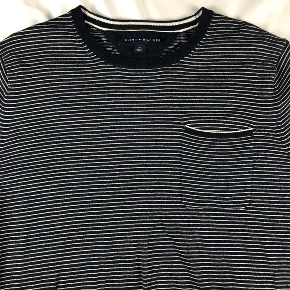 Tommy Hilfiger Men's Linen Cotton Striped Sweater - Picture 2 of 3